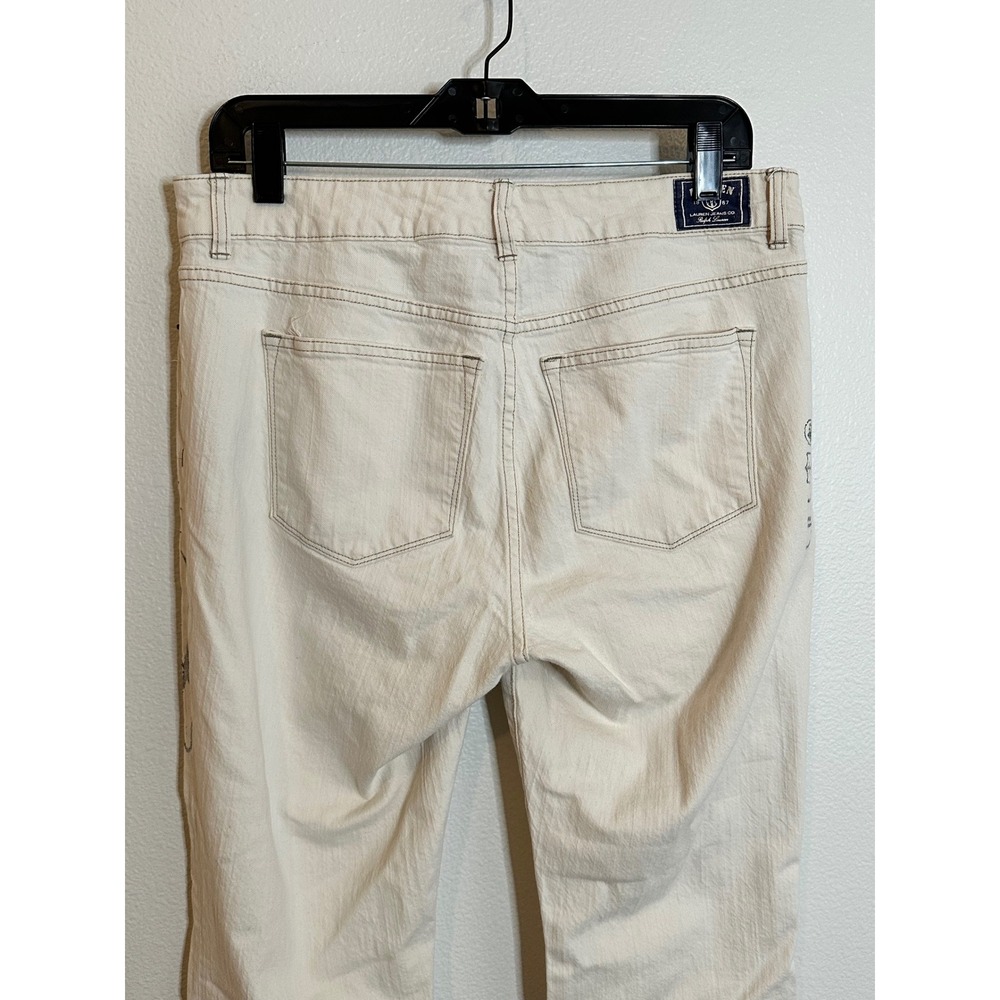 Lauren Ralph Lauren Jeans Co Nautical Print Straight Leg Jeans Size 10 Ivory - Picture 5 of 11